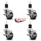 Service Caster 3'' Black Poly Swivel 1-7/8'' Expanding Stem Caster Set with Brake, 4PK SCC-EX20S314-PPUB-BLK-TLB-178-4 - alternate 2